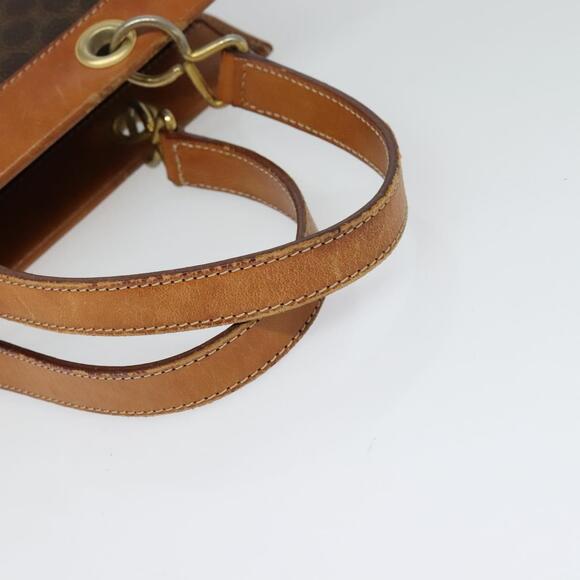 CELINE Macadam Canvas Hand Bag Pvc Leather Brown Gold - Picture 7 of 12